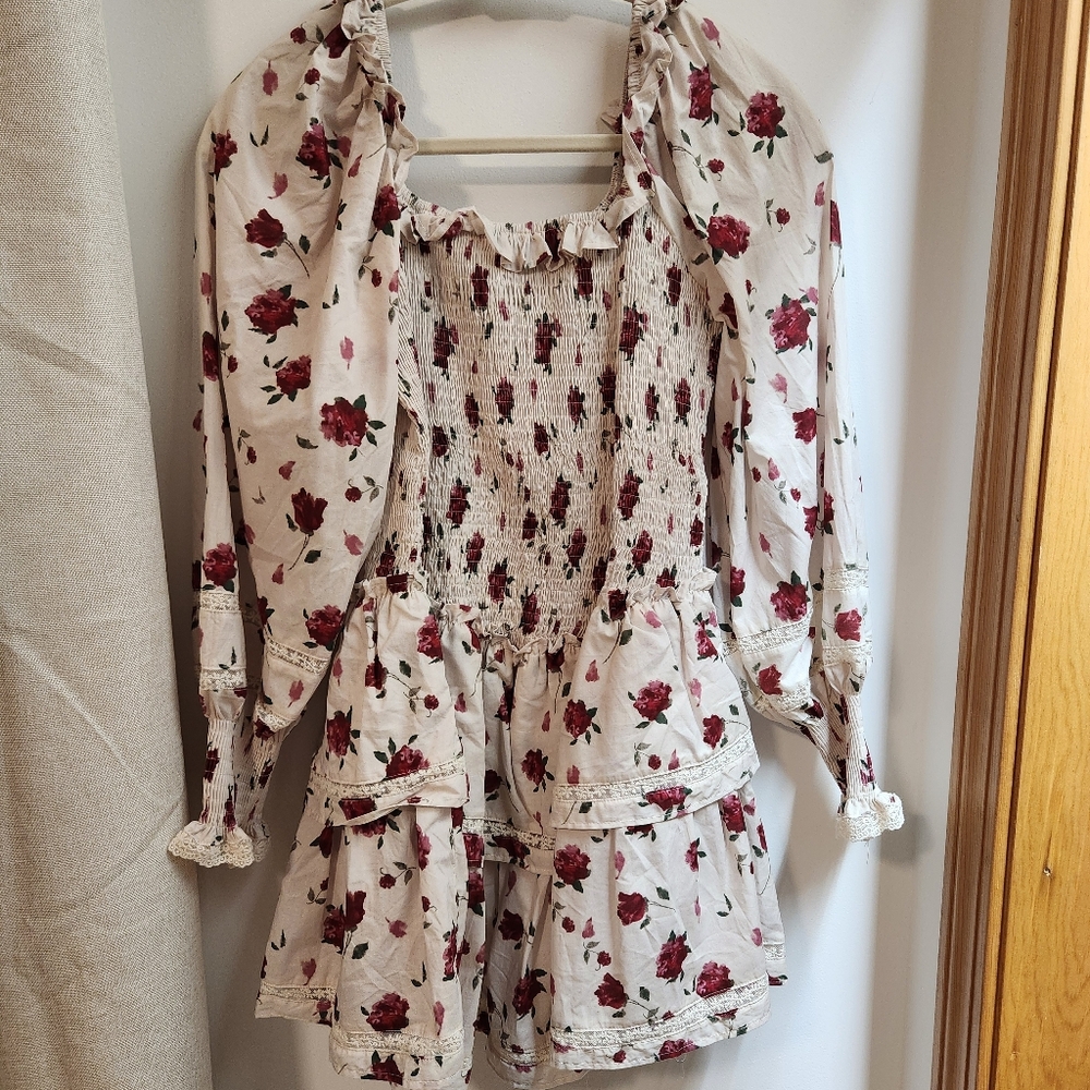Vicky Floral Ruffled Mini Off The Shoulder Dress - Picture 3 of 5